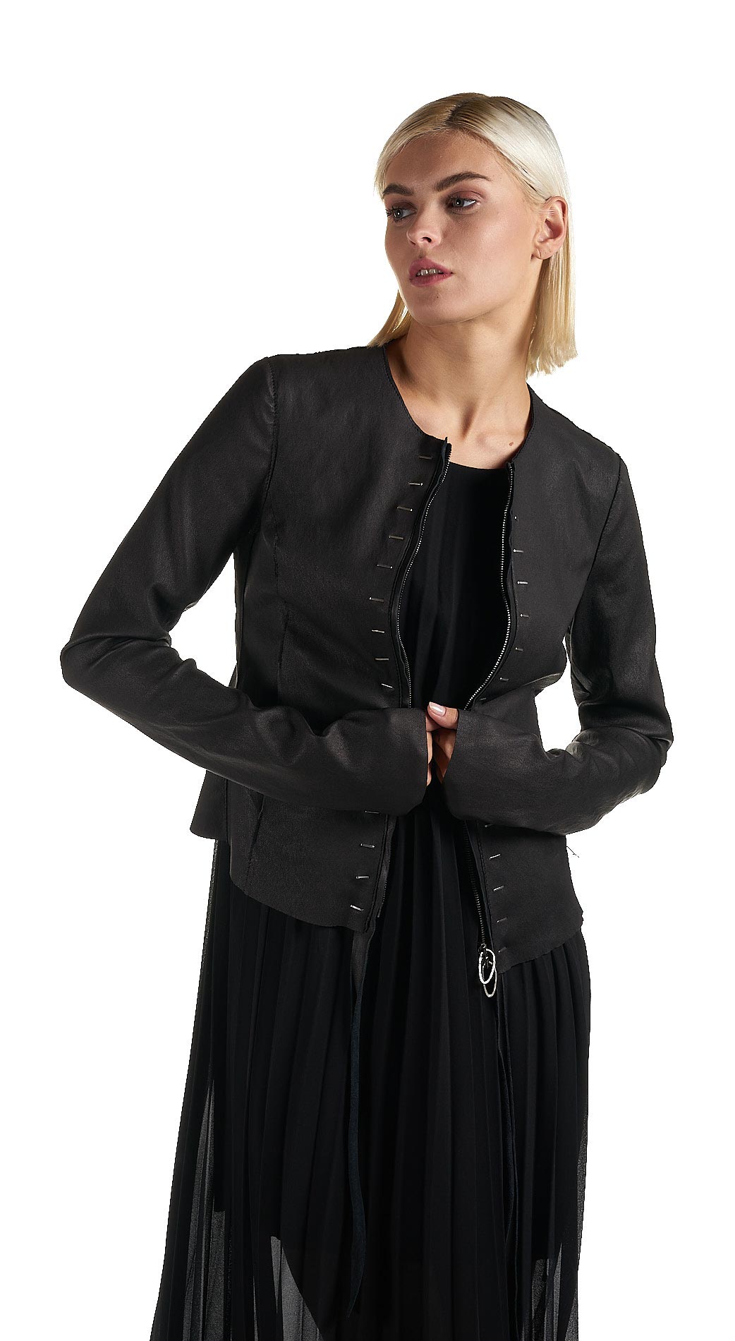 DANIELE BASTA LEATHER AND SILVER JACKET 